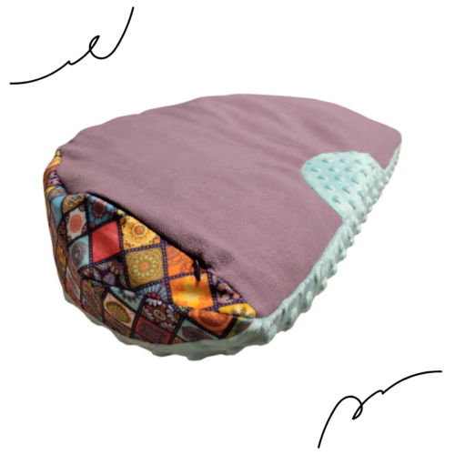 Poduszka z łuską gryki Pieróg wzór Kalejdoskop (naturalny i niebieski)