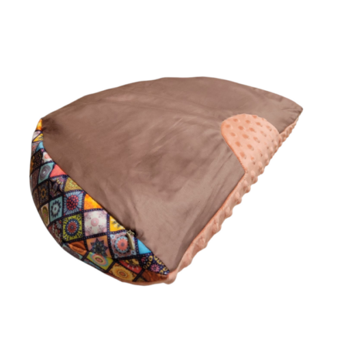 Poduszka z łuską gryki Pieróg wzór Kalejdoskop (brąz - róż)